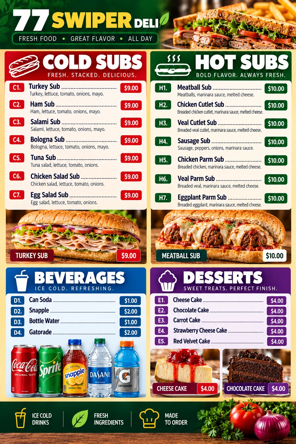 77 Swiper Deli Fresh Menu Board