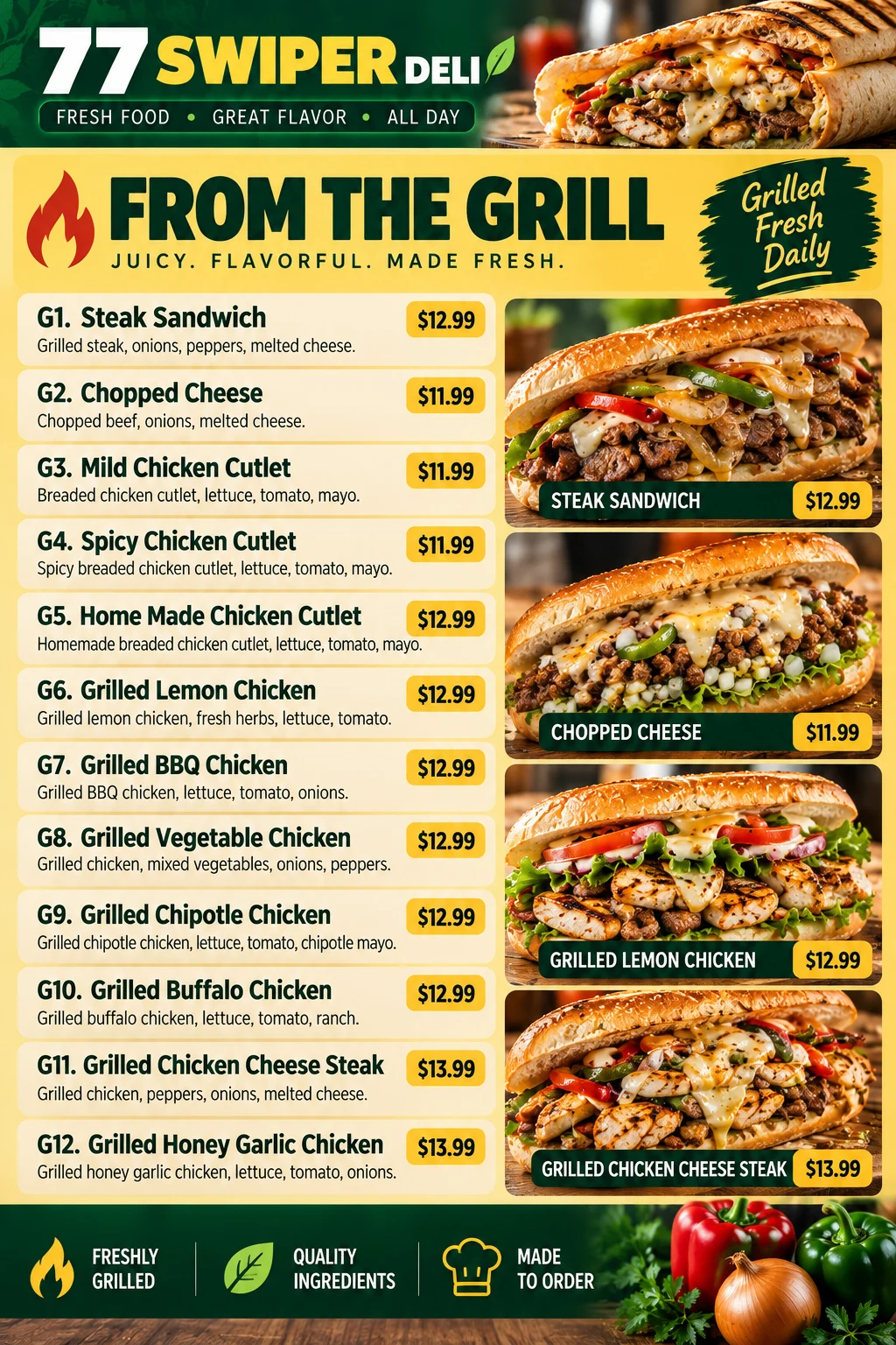77 Swiper Deli from the grill menu