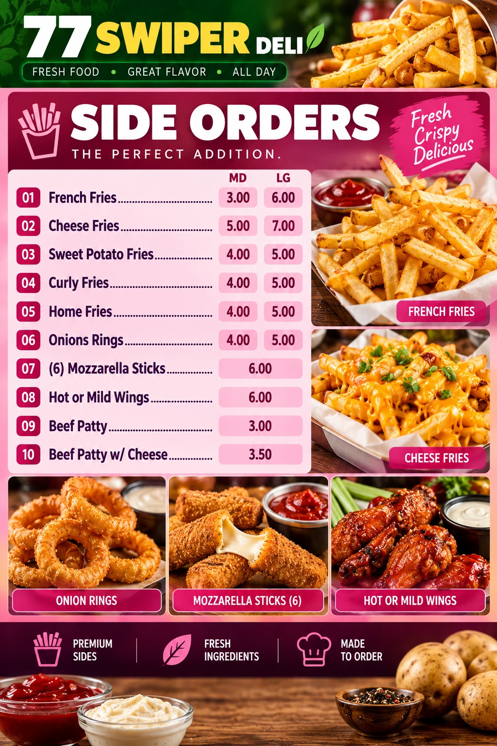 77 Swiper Deli side orders menu